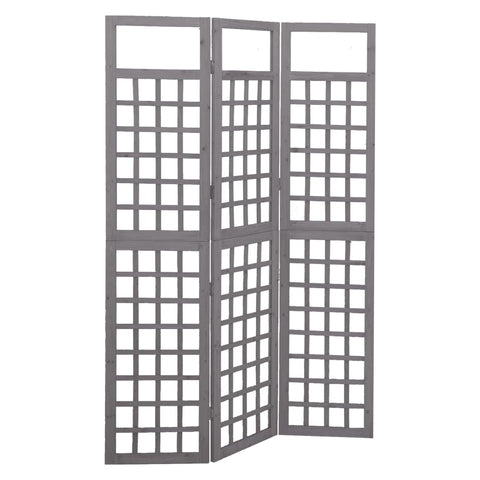3-Panel Room Divider/Trellis Solid Fir Wood Grey 121x180 cm 316486