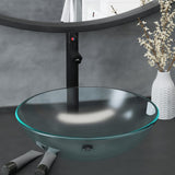 Bathroom Sink with Tap and Push Drain Frosted Tempered Glass 3098445