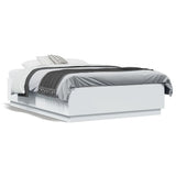 Bed Frame with LED without Mattress White 135x190 cm Double 3209646
