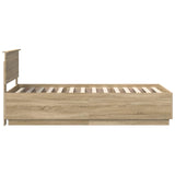 Bed Frame with Headboard Sonoma Oak 90 x 190 cm Engineered Wood 3408203