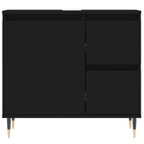 ZNTS 3 Piece Bathroom Furniture Set Black Engineered Wood 3190214