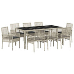 Garden Dining Set 9 pcs Light grey Poly rattan 3334900
