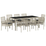 Garden Dining Set 9 pcs Light grey Poly rattan 3334900