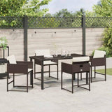Garden Dining Set 5 pcs Brown Poly Rattan 3380726