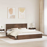 Storage Bed with Drawer Brown Oak 200 x 200 cm Engineered Wood 3408430