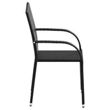 Dining Chair Set of 4 Black PE rattan, powder-coated steel 310084
