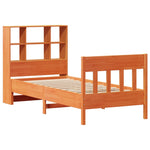 ZNTS Bed Frame without Mattress Wax Brown 75x190 cm Small Single Solid Wood Pine 3323247