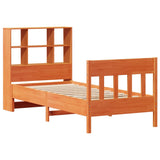 ZNTS Bed Frame without Mattress Wax Brown 75x190 cm Small Single Solid Wood Pine 3323247