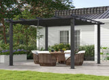 3 x 3m Aluminium Pergola, with Retractable Roof - Dark Grey T3398P313601