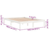 Bed Frame White Solid pine wood Double Durable Bed Frame 809998