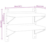 2-Tier Wall Shelf 50x30x48 cm Silver Stainless Steel 30316