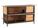Rabbit Hutch Outdoor Guinea Pig Hutch Bunny Cage Metal Frame with No-Leak Tray Openable Roof Light T3398P347537
