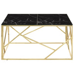 ZNTS Coffee Table Gold Stainless Steel and Tempered Glass 349956