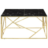 ZNTS Coffee Table Gold Stainless Steel and Tempered Glass 349956