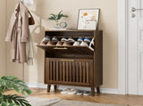 60cm walnut shoe cabinet, medieval modern independent shoe cabinet, fence shoe cabinet with 2 flip W6296P537615