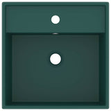 146948 Luxury Basin Overflow Square Matt Dark Green 41x41 cm Ceramic
