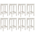 9 Piece Garden Bar Set White Solid Wood Pine 3154766