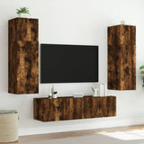 TV Wall Cabinets with LED Lights 2 pcs Smoked Oak 60x35x41 cm 837311