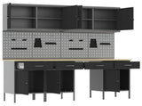 Work Cabinet with Drawer 10 pcs Black Engineered Wood and Steel 3321470