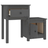 Bedside Cabinet Grey 79.5x38x65.5 cm Solid Wood Pine 814543