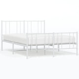 Metal Bed Frame without Mattress with Footboard White 120x200cm 352545