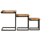 Nesting Coffee Tables 3 pcs Solid Wood Mango and Iron 358561