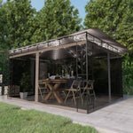 ZNTS Gazebo with Mosquito Net&LED String Lights 4x3x2.73 m Taupe 3070319