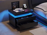 Nightstand LED Bedside Table Cabinet Lights Modern End Side with 2 Drawers for Bedroom T3272P287611