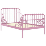 Extendable Bed Frame without Mattress Pink Metal 80x130/200 cm 324743
