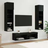 TV Wall Unit Wall-mounted 6 pcs Black Oak Engineered Wood 3402934