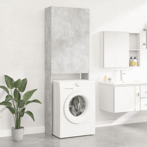 ZNTS Washing Machine Cabinet Concrete Grey 64x25.5x190 cm 808417