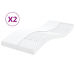 ZNTS Foam Mattresses 2 pcs White 90x190 cm 7-Zone Hardness 20 ILD 356362