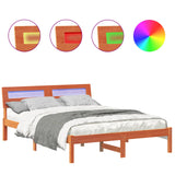 Bed Frame with Headboard Wax Brown 140 x 190 cm Solid Pine Wood 872784