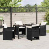 Garden Dining Set with Cushion Folding 5 pcs Black Poly rattan 3379941