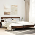 ZNTS Metal Bed Frame without Mattress Brown Oak 180x200 cm Super King 3308508