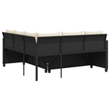 Garden Sofa with Table and Cushions L-shaped Black Poly Rattan 369048