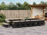 17 Piece Garden Dining Set with Cushions Black Poly Rattan 3211002