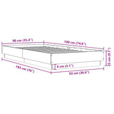 Bed Frame without Mattress Smoked Oak 90x190 cm Single Engineered Wood 839634