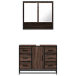 ZNTS 2 Piece Bathroom Furniture Set Brown Oak Engineered Wood 3300934