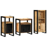 Bathroom Furniture Set 3 pcs Brown and Black Solid Mango Wood 3305614