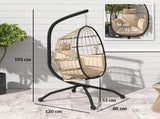 Hanging Egg Chair Outdoor Indoor Swing Chair with Folding Basket and Thickened Cushion, T3398P314186