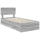 Bed Frame with Drawer Grey Sonoma 90 x 190 cm Engineered Wood 3412232