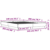 Bed Frame without Mattress Grey Sonoma 140x200 cm 3209861