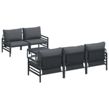 Garden Sofa Set with Cushion 6 pcs Black Steel 3378955