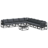 Garden Sofa Set with Cushion 10 pcs Black Aluminium 3378877