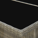 Garden Table Brown Poly Rattan and Tempered Glass 313313