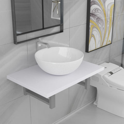 ZNTS Two Piece Bathroom Furniture Set Ceramic White 279341