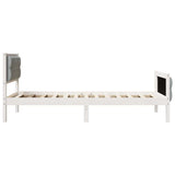Bed Frame with Headboard Light Grey 90 x 190 cm Solid Pine Wood 878438