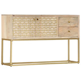 ZNTS Sideboard Gold 120x30x75 cm Solid Mango Wood 286500