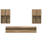 TV Wall Cabinet Set with LED Lights with LED 7 pcs Artisan oak 3402795